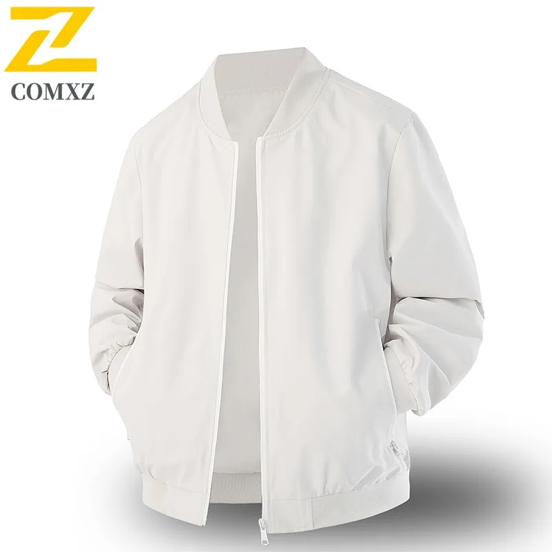 

COMXZ 2025 Windproof Baseball Jacket Solid Color Workwear Style Outdoor High Quality Spring Autumn Casual Durable Fashion Coat
