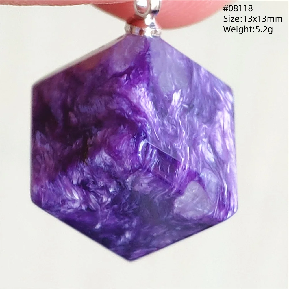Natural Charoite Beads Pendant Jewelry Women Man Cube Gemstone Purple Russia Charoite Fashion Square Beads Jewelry AAAAA 2