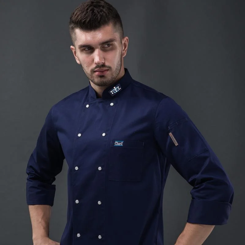 Uniforme de Chef Unisex, chaqueta de Chef, ropa de trabajo de cocinero de restaurante, abrigo de Chef de manga larga