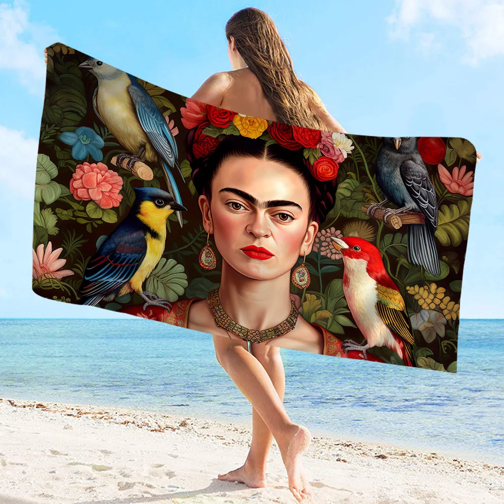 F-Frida K-Kahloes Art Cartoon Beach Towel Cute Kawaii Room Decor Bath Girls Children Hand Towels For Bathroom Shower