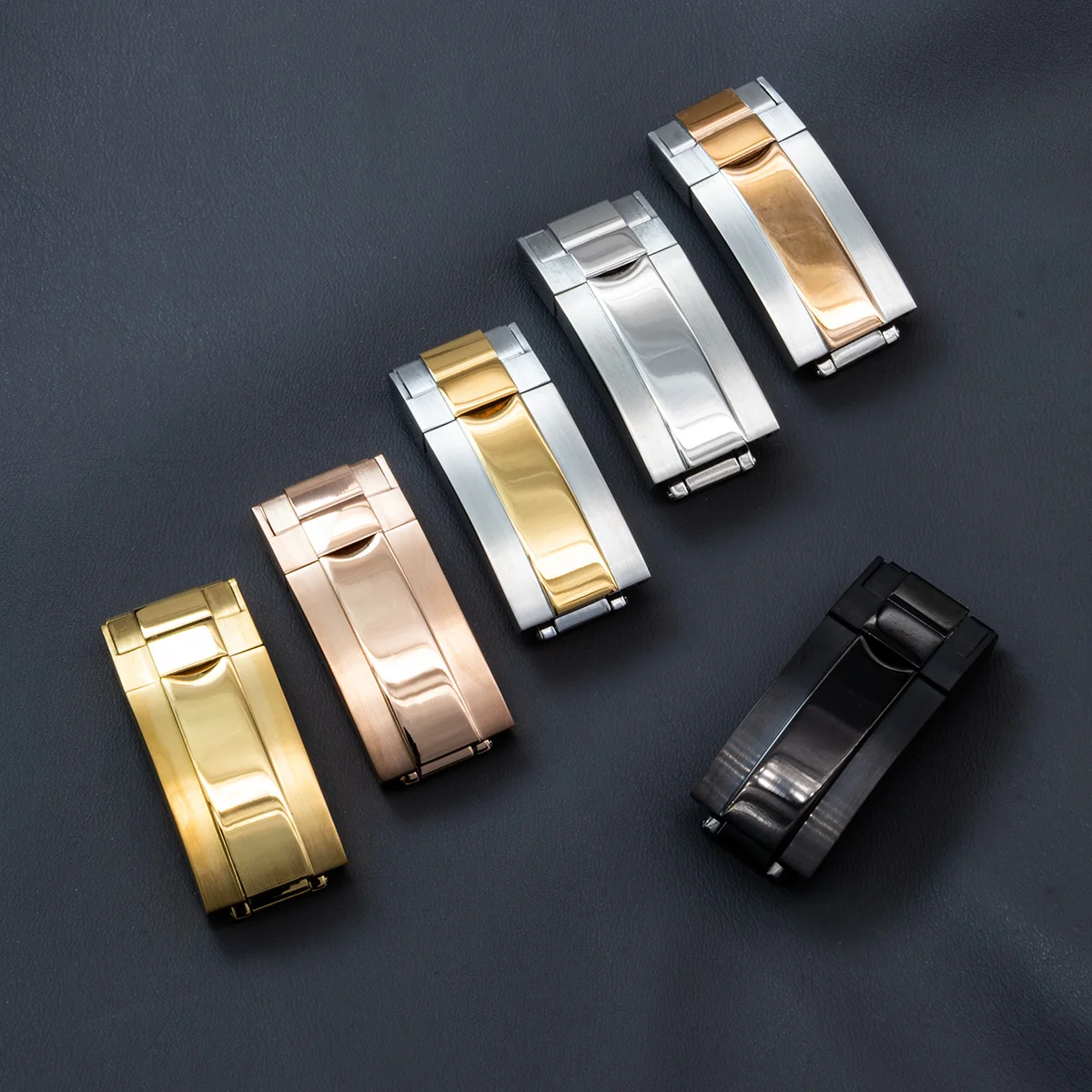 16mm 18mm Stainless Steel Buckle Watch Band Glidelock Clas Fine-tuning Pull Button Buckle Silver Folding Safety Clasp