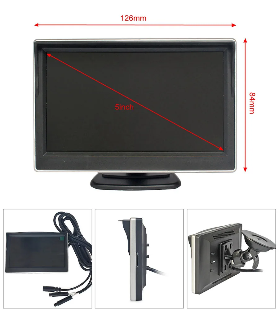 DIYSECUR AHD IPS 차량 후방 보기 모니터, 1920*1080 녹화 DVR 2 백업 차량 카메라, AHD 나이트 비전 지지대 SD 카드, 5 인치