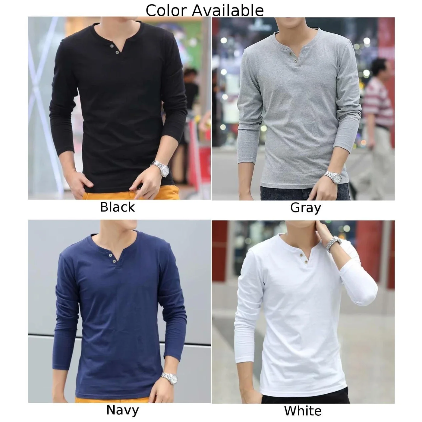Men's Comfortable Cotton Long Sleeve Pullover T-Shirt - usage example