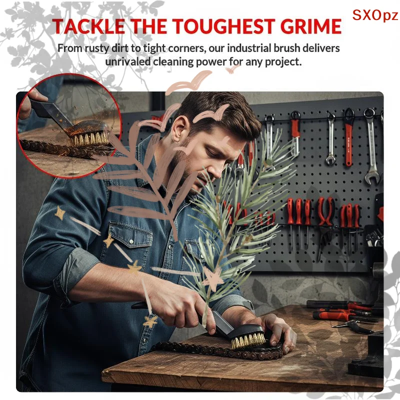 Curved Handle Brush Kit Wire Brush Set For Cleaning: 3Pcs Welding Slag Rust Removal Industrial Scrubbing