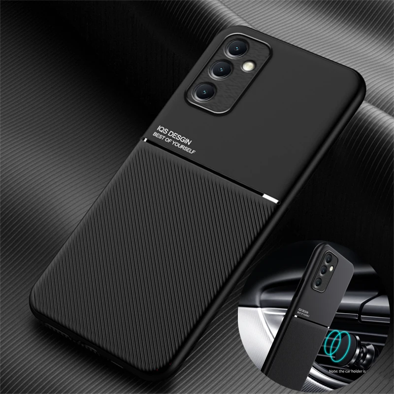 For Samsung Galaxy A14 a14 5G Case With Metal Plate Car Magnetic Holder Leather Phone Case For Samsung A 14 14A 5G Back Cover