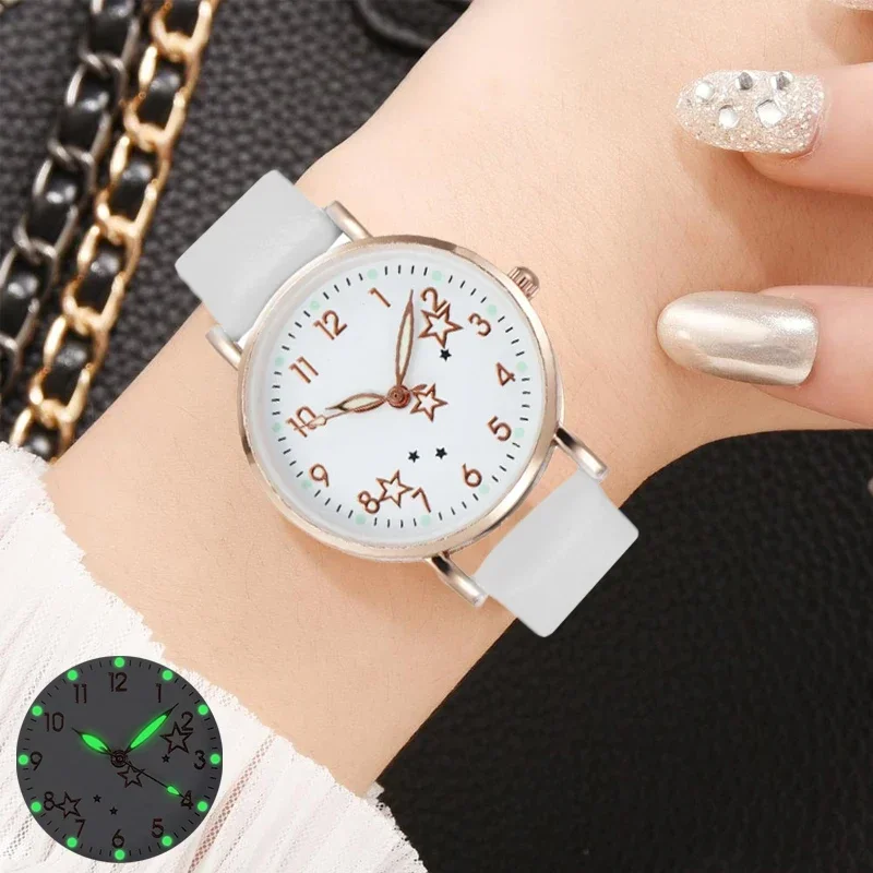 Lichtgevend quartz vrouw horloge studenten temperament eenvoudig schattig horloge roestvrijstalen wijzerplaat vrouwelijke klok geen armband Relogio Mujer