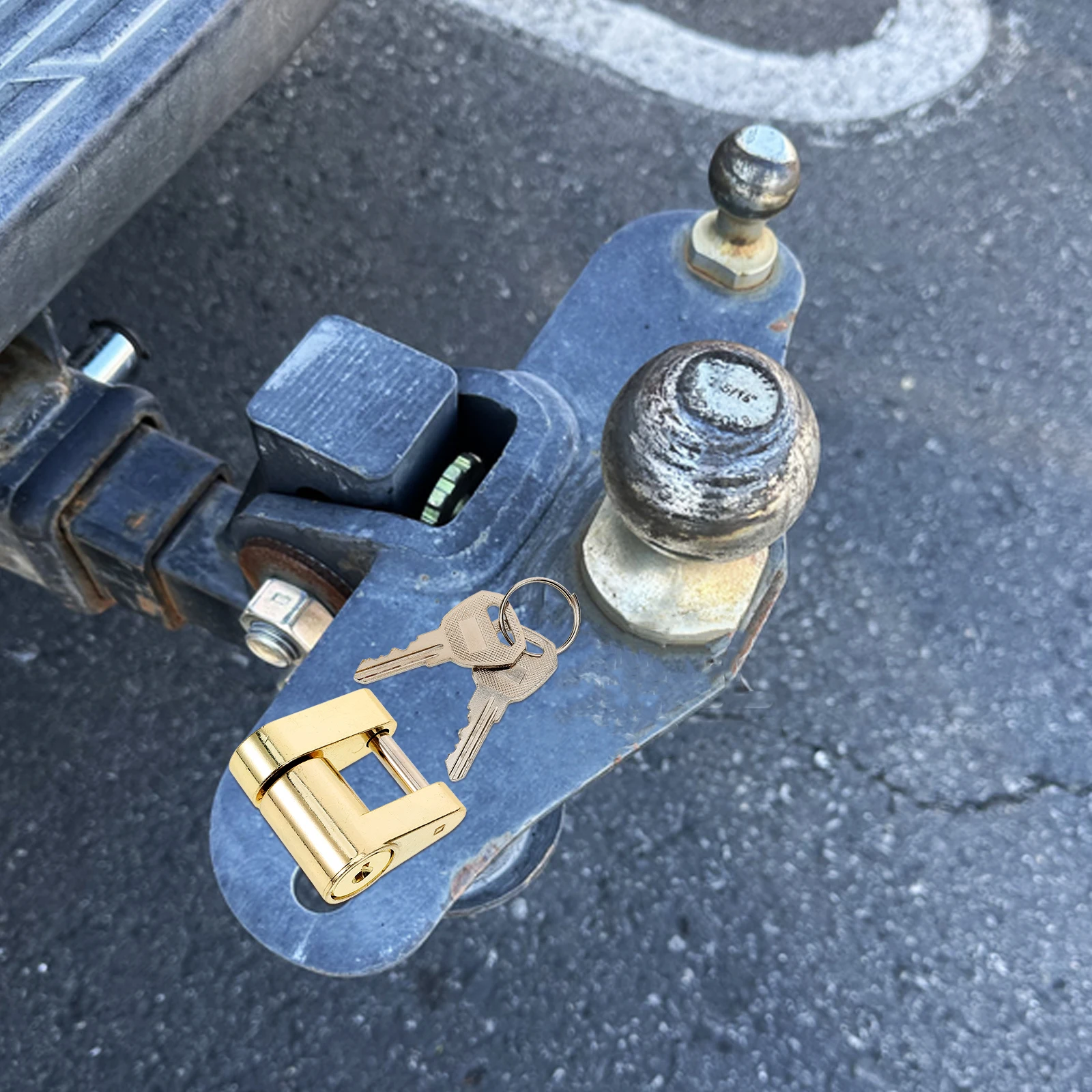 

Trailer Lock Connector 1/4 Inch Solid Brass Corrosion Resistant Anti-Theft Hitch Pin Zinc Alloy Body Flat Key For Trailer