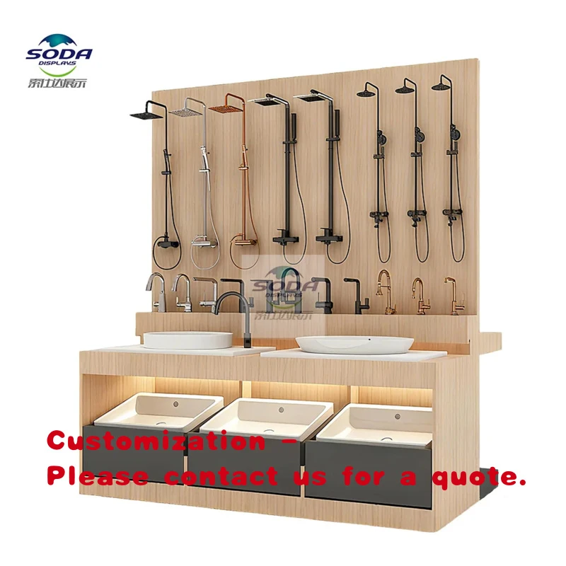 custom.Customize Wood Faucet Display Rack Shower Tap Wash Basin Display Rack Toilet Display Rack Showroom