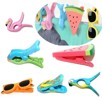 Bonitos Clips de plástico para toallas de playa para tumbonas, pinzas decorativas para ropa de animales, alfileres, estantes de secado grandes, Clip de retención