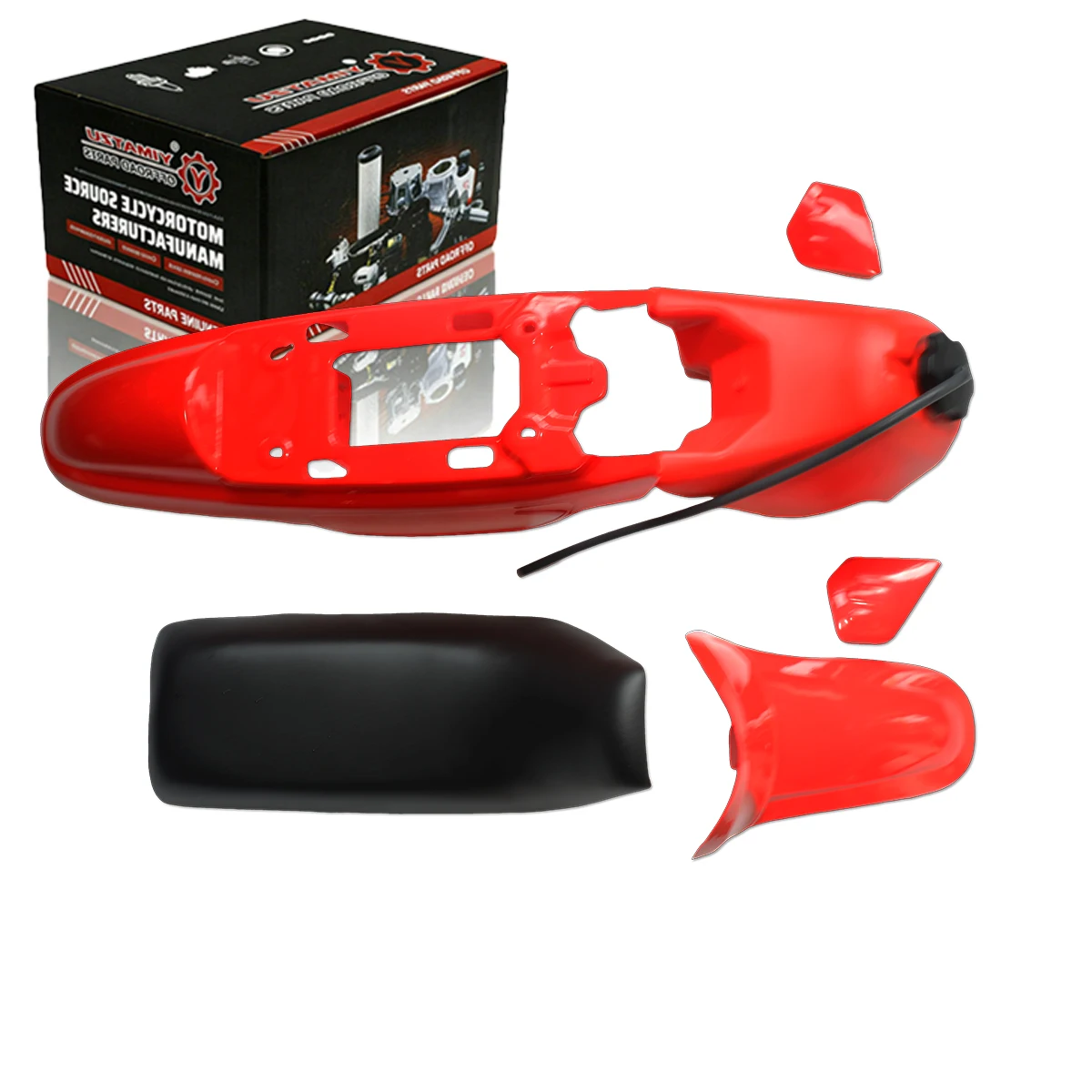 3PT-21711-10-00 New for Plastic Cover for PW50 Red/Side Red Rear Fender with Seat Set
