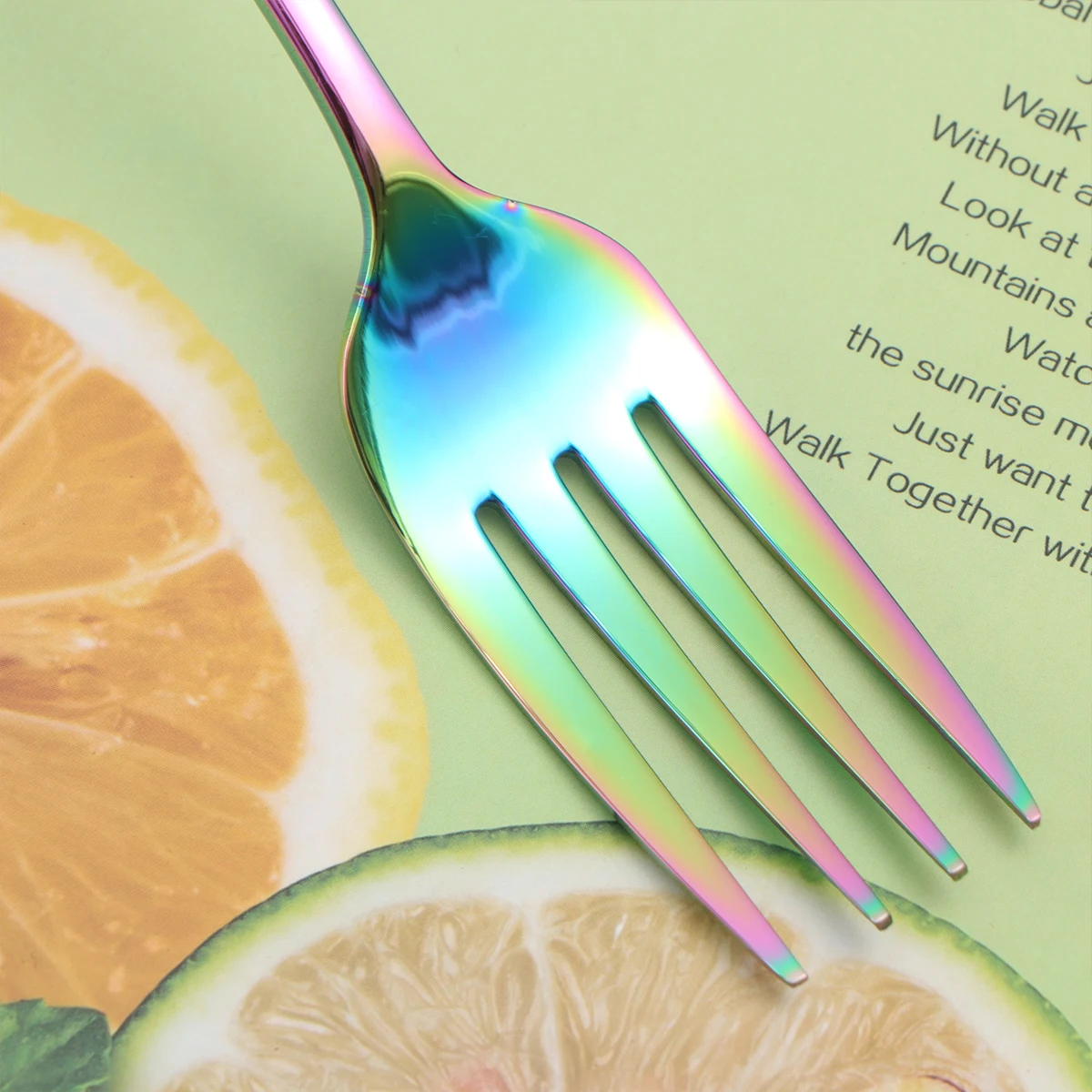 

Stainless Steel Colorful Fork Simple Fashion Design Polished for Western Food Fruit Dinner Forks