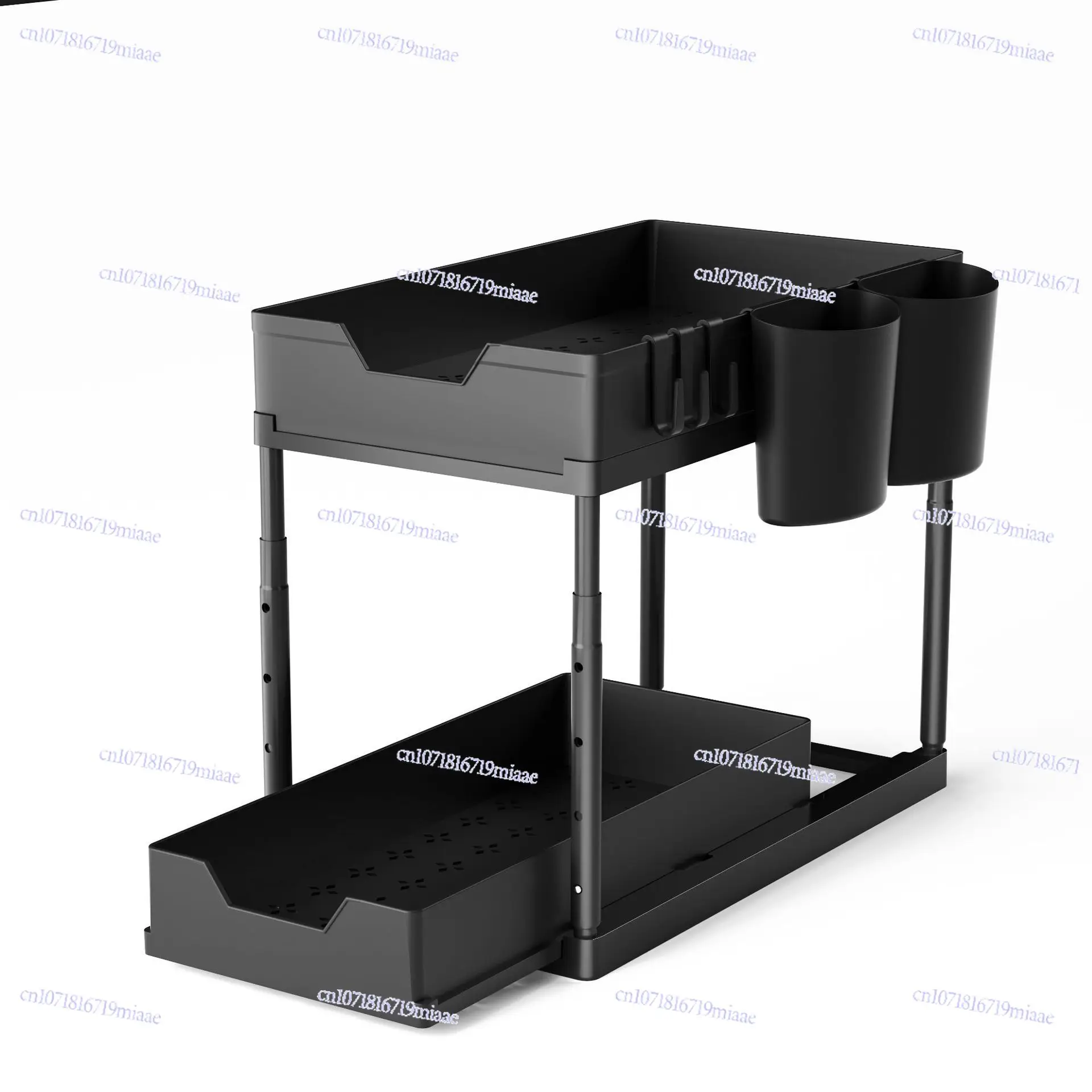 

Kitchen Lower Sink Rack, Double-layer Sliding Pull-out Kitchen Cabinet Under Counter Tissue Storage Rack