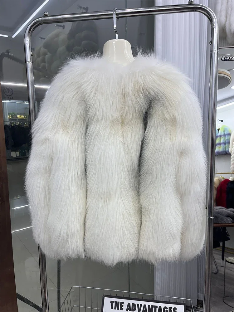 Cappotto di pelliccia di volpe naturale reale invernale da donna di nuova moda Giacca femminile di lusso genuina di alta qualità a maniche lunghe