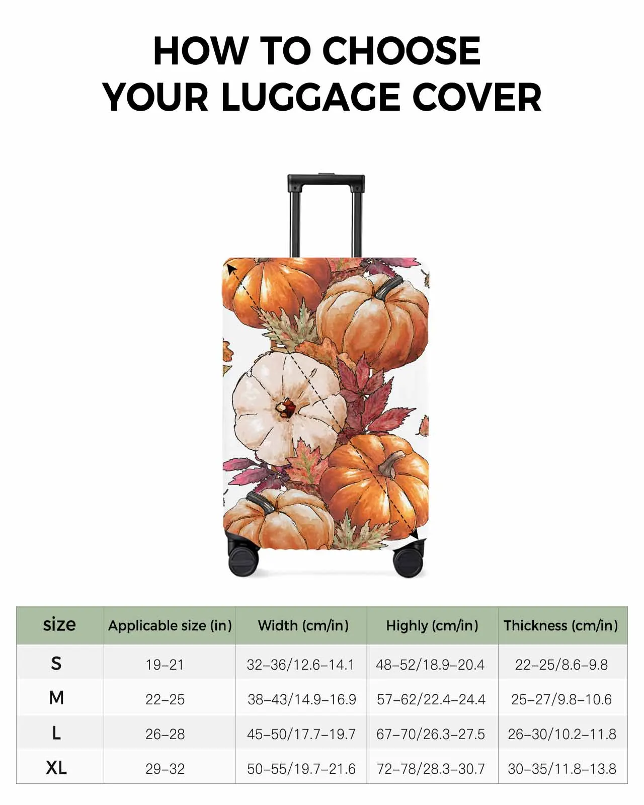 Autumn Thanksgiving Pumpkin Maple Leaves Elastic Baggage Cover For 18-32 Inch Suitcase Case Dust Cover Travel Accessories