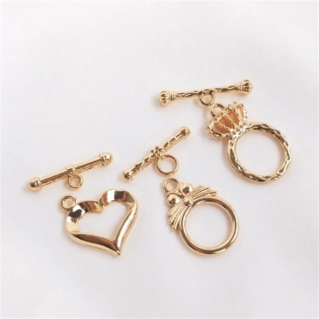 14K Genuine Gold Accessory Crown Cat Heart-shaped OT Buckle DIY Handmade Bracelet Necklace Jewelry Connection Buckle B860