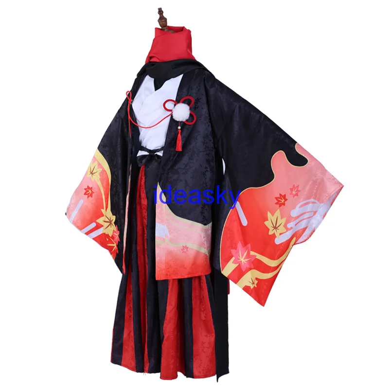 Anime Game Genshin Impact Five Kasen Cosplay Kaedehara Kazuha Cosplay Costume Kimono Halloween Carnival Samurai Costume Prop Wig