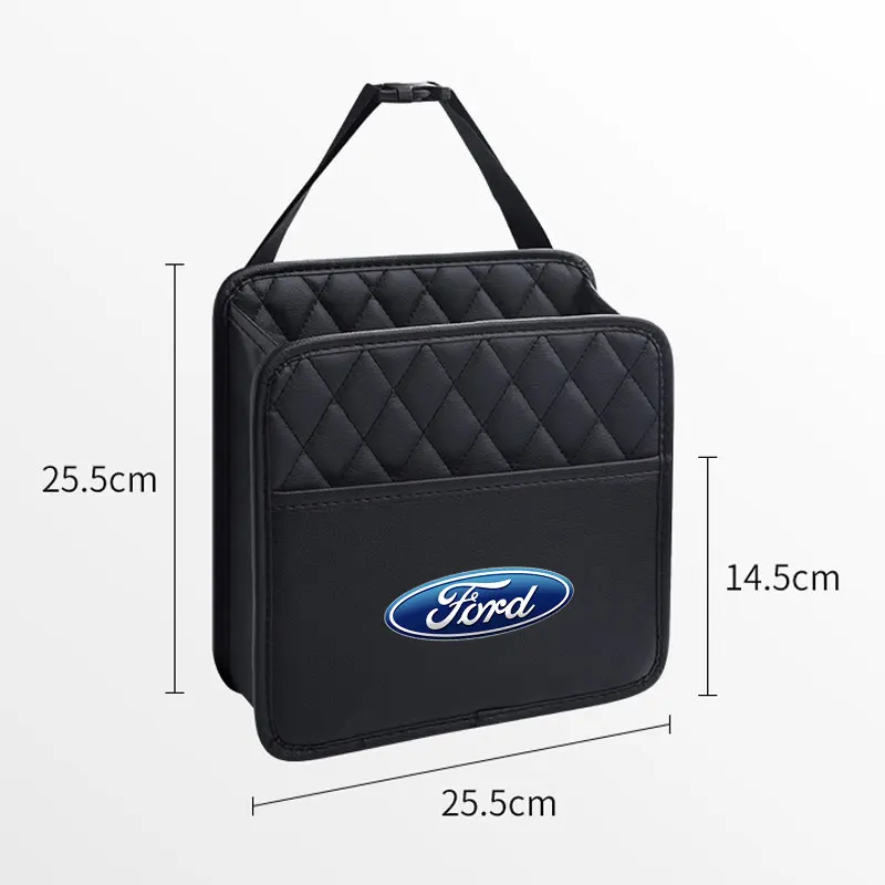 Car Rear Seat Storage Box Folding Leather Organizer Auto Interior For Ford Mustang Kuga F-150 Raptor ST line Escape Flex Transit