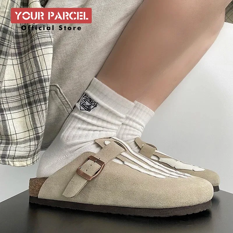 Zapatos Birken con bordado de hueso para hombre y mujer, zapatillas de cuero de diseño único a la moda, zapatos planos con cápsulas para pies, Unisex