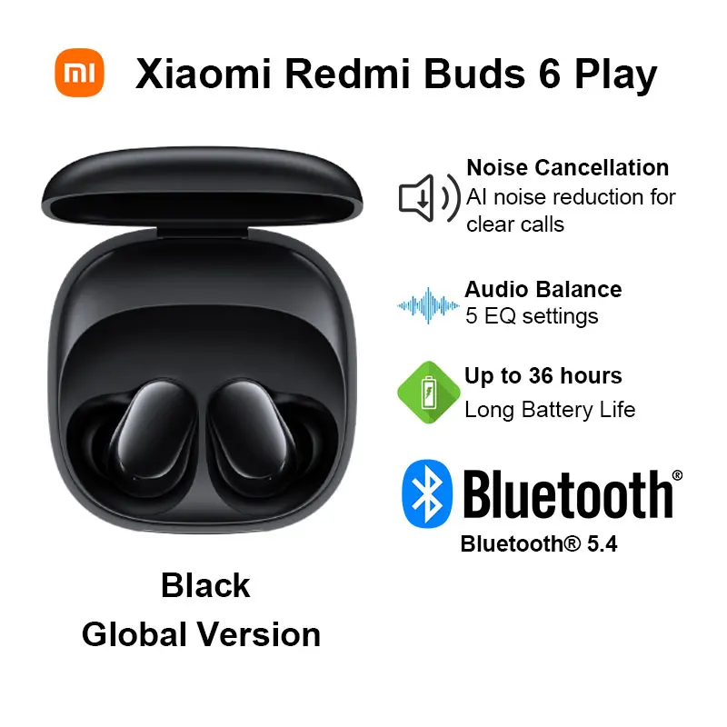Xiaomi Redmi Buds 6 Play: Auriculares Bluetooth 5.4, Control Táctil, AI 🎧