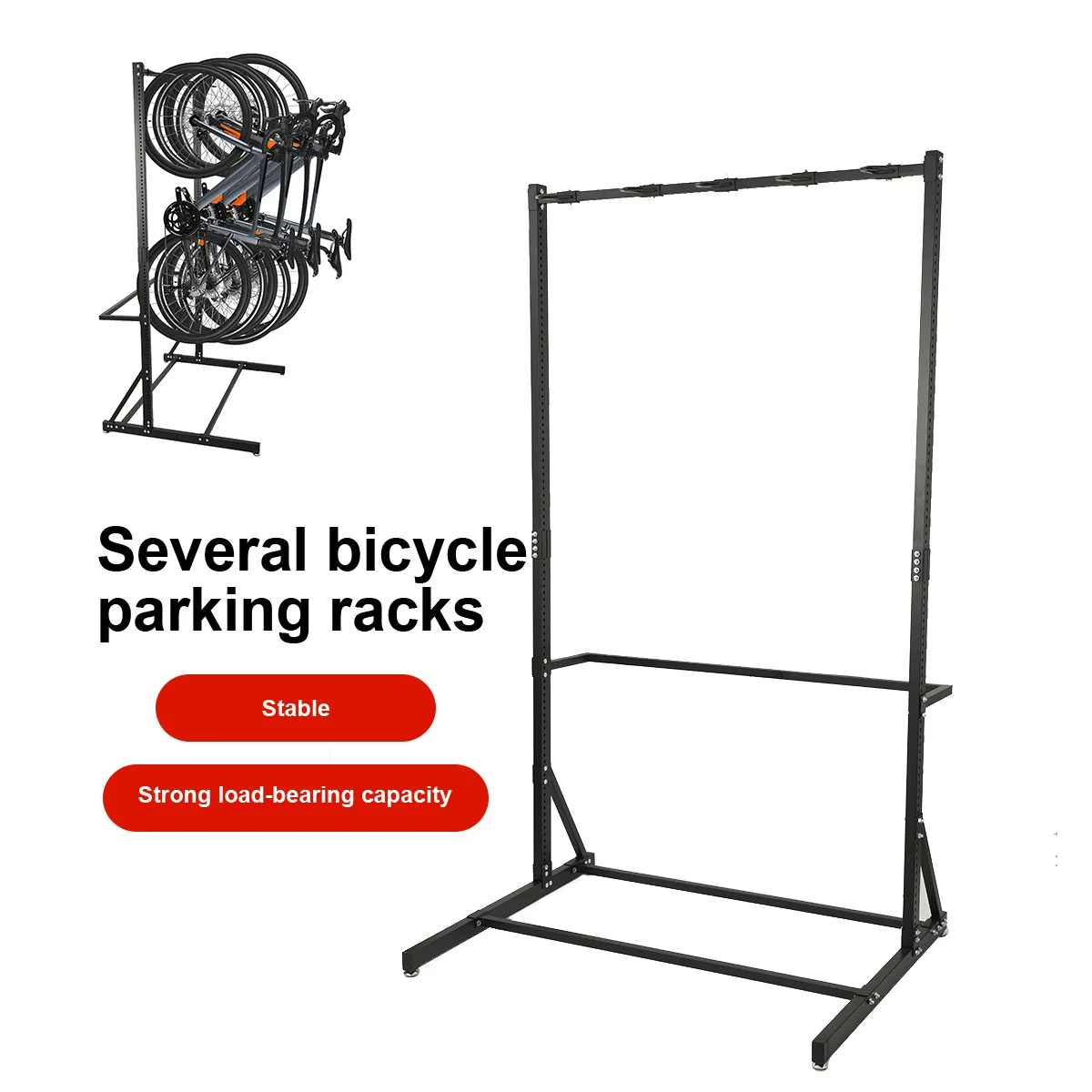 5-Fahrrad-Vertikalständer mit 5 robusten Haken aus Kohlenstoffstahl, Tragkraft 136 kg, freistehender Fahrradständer, platzsparender vertikaler Fahrradständer für die Garage – Detail 7