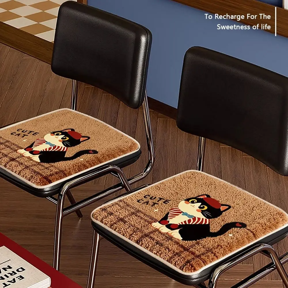 Cartoon 40x40cm Chair Cushion Imitation Cashmere Anti-slip Seat Cushion Breathable Soft Dining Chair Pad Dining Chair
