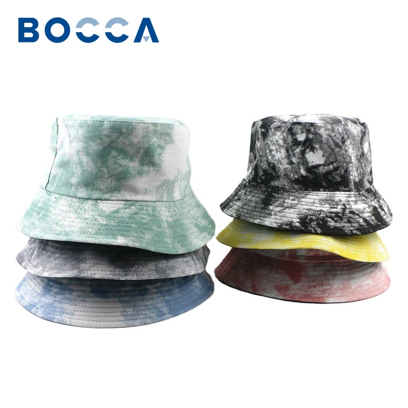 Bocca Tie Dye Bucket Hat Reversible Fisherman Panama Hats Men Women Foldable Double Sides Hip Hop Summer Outdoor Fishion Cap