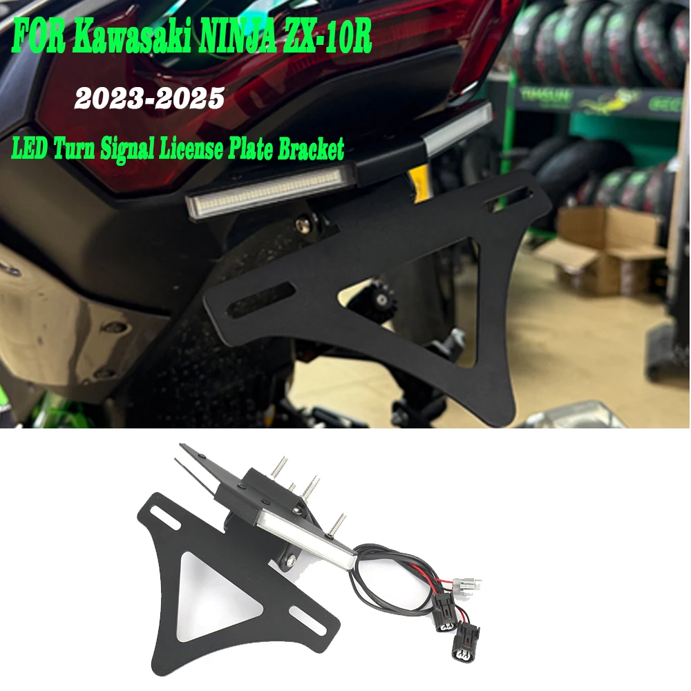  for Kawasaki NINJA ZX-6R 23-25 Motorcycle Accessories License Plate Bracket LED Light Rear Fender Eliminator Tail Tidy Device
