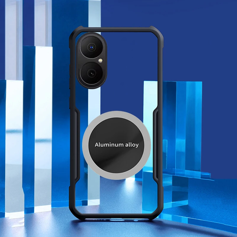 حافظة لهاتف هواوي نوفا Y73 حافظة مغناطيسية شفافة لتبديد الحرارة وسادة هوائية مقاومة للصدمات لهاتف هواوي نوفا Y73 غطاء خلفي