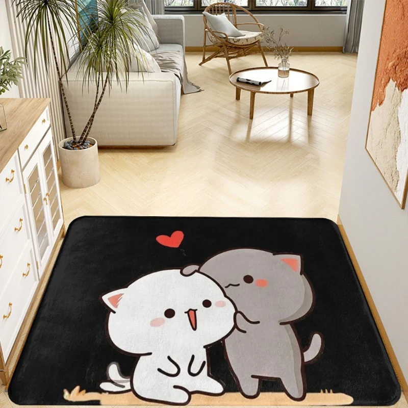 VIKAMA Cute Cartoon Cat Doormat Non-Slip Machine Washable Entryway Mat Bathroom Indoor Outdoor Home Decor