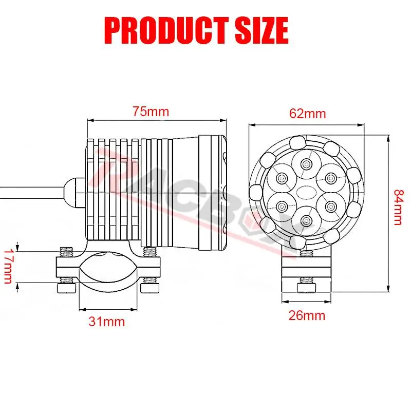 Spot Beam Driving Headlight 12V 24V Work Light for Honda Ford Jeep Toyota Car SUV Pickup Truck Additional Headlight 6Leds Lamp