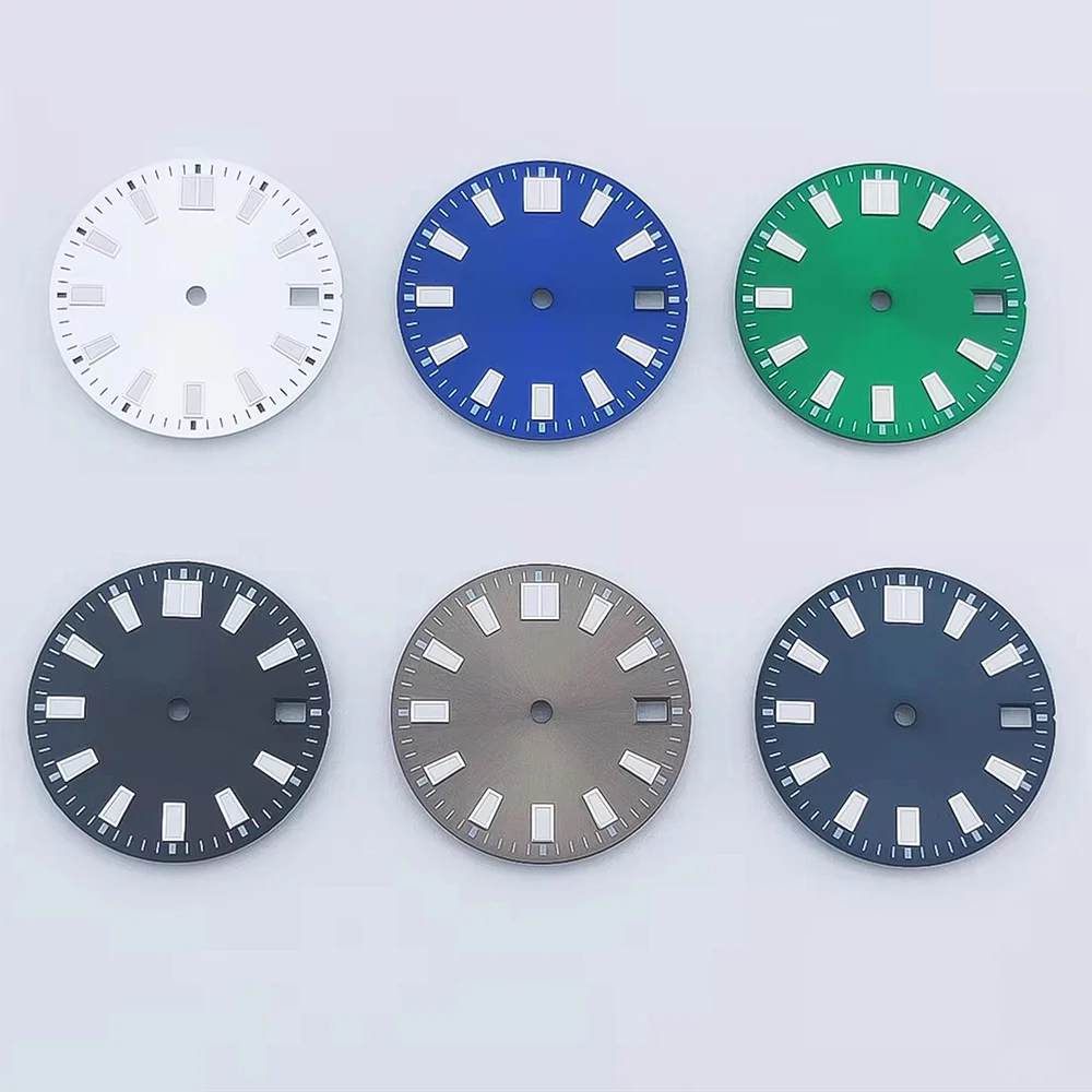 

Mod 28.5mm Dial NH35 Watch Dial Fit For NH35 NH36 Movement 28.5mm Green Luminous Watch Faces Dial Modified Parts