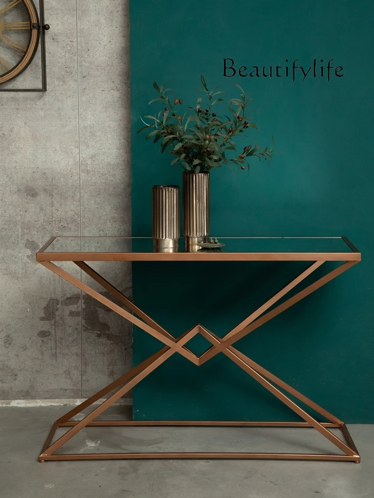 

Nordic Retro Affordable Luxury Console Tables Home Simple Console Glass a Long Narrow Table against the Wall Altar