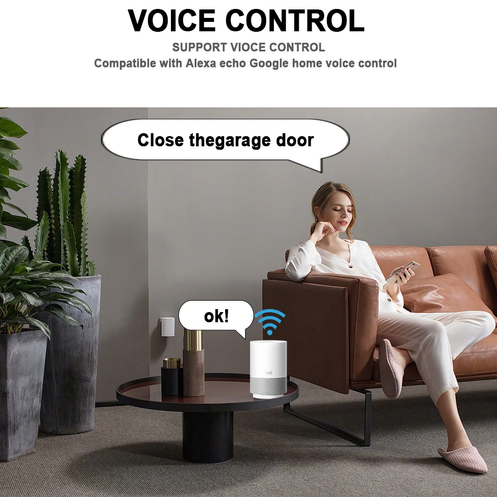 Imagem -05 - Zigbee-controlador Inteligente Abridor de Porta de Garagem Funciona com Alexa Echo Google Home Smartlife Controle de Aplicativos Tuya Nenhum Hub Necessário