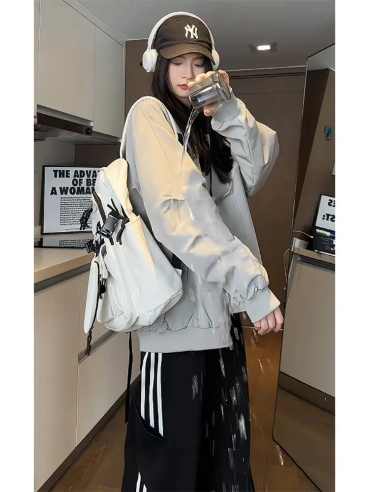 

Мужская осенне-зимняя ветрозащитная водонепроницаемая куртка-бомбер для пар, свободного кроя, с длинными рукавами, на молнии