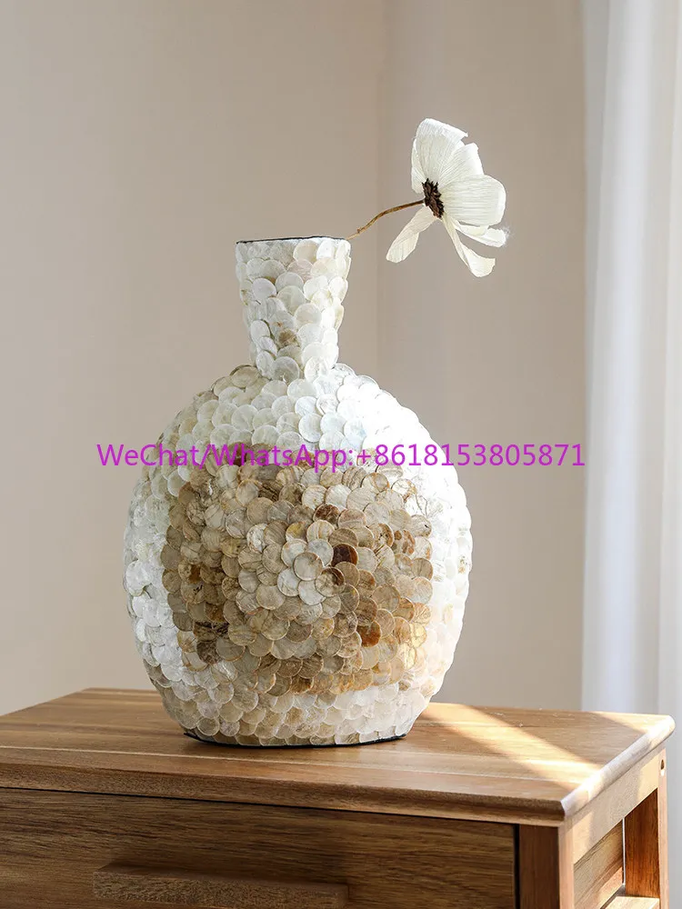 French light luxury golden shell art vase creative high-end home decoration ornament handmade