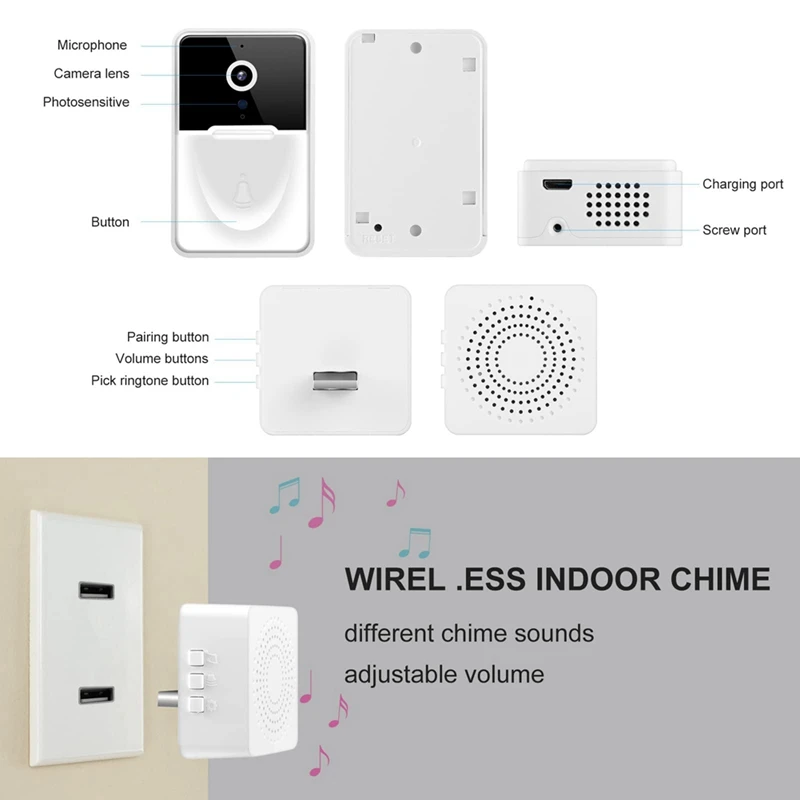 Video Doorbell Visual Remote Control Doorbell Wifi Wireless Variable Sound Punch Free Two-Way Intercom Camera