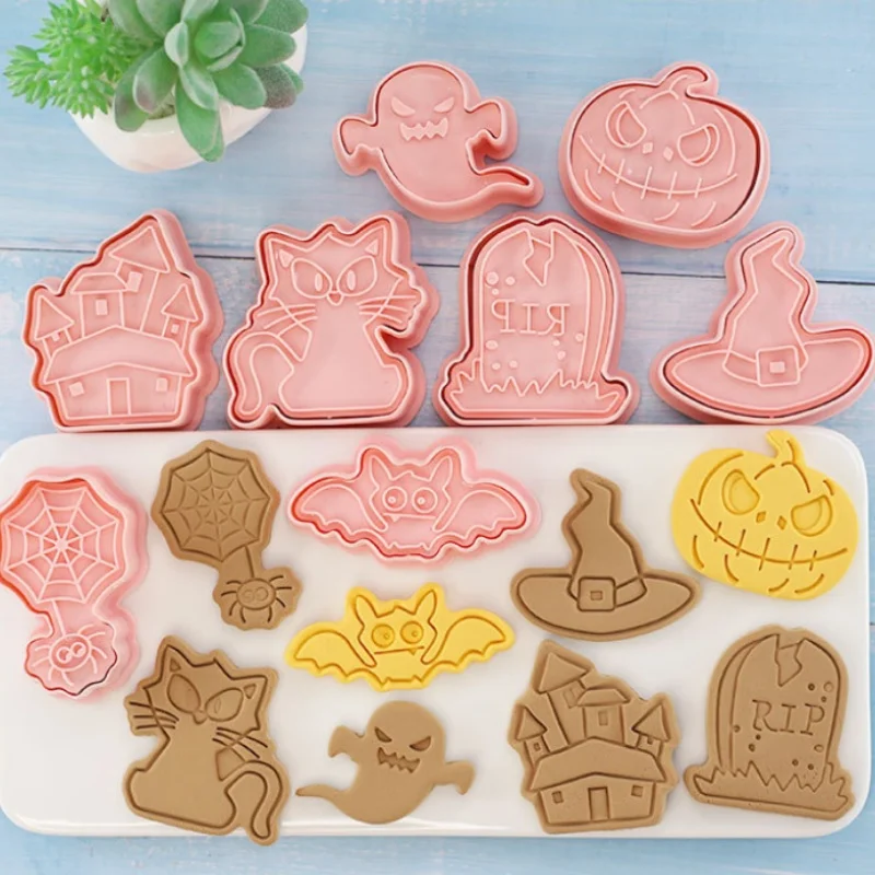 Halloween Cookie Cutter 3d Cartoon Ghost Pumpkin Cutting Biscuit Mold Fondant Embosser Stamps Suitable for Frosting Decoration