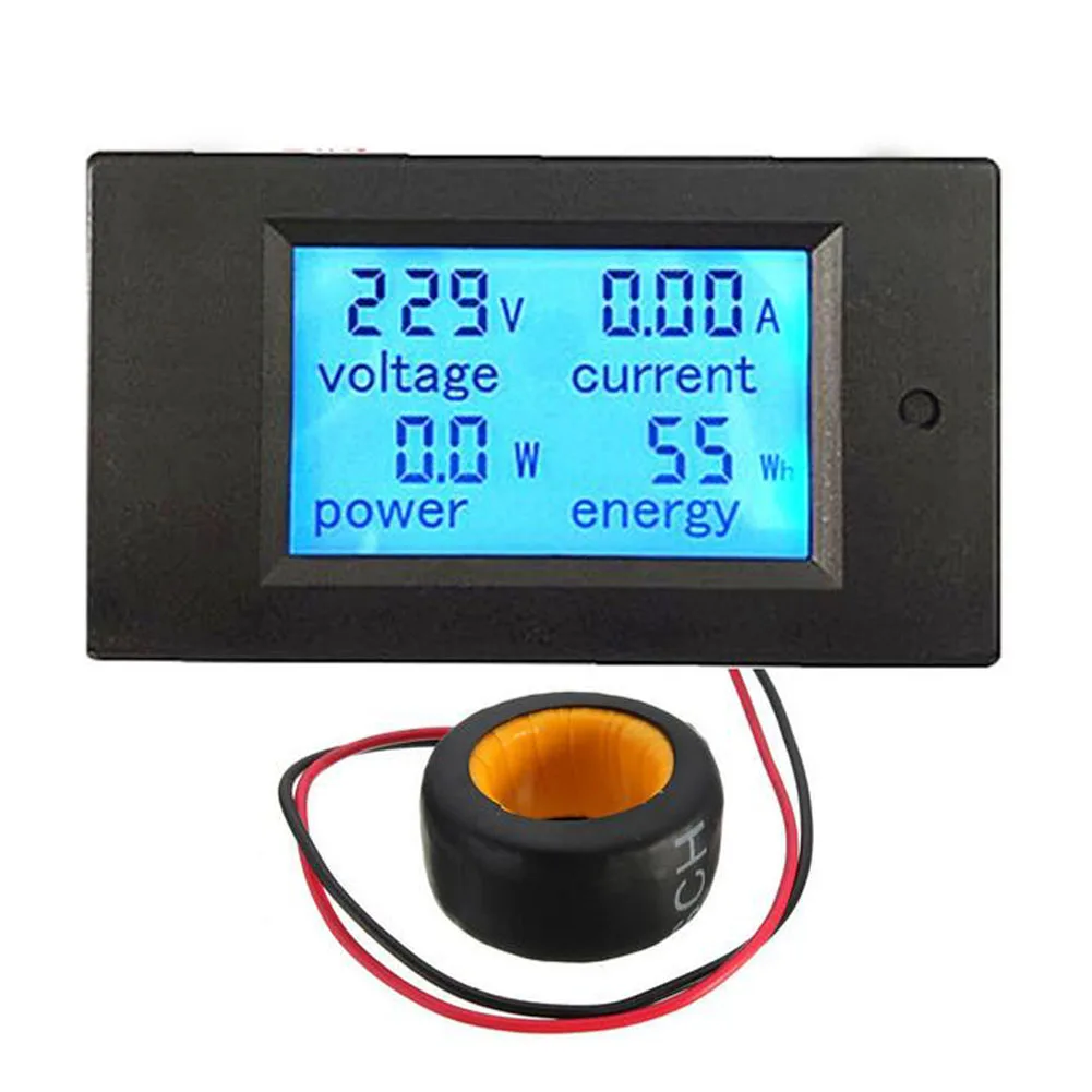 100A التيار المتناوب 80-260 فولت الرقمية LCD الفولتميتر مقياس التيار الكهربائي فولت واط السلطة متر مراقبة الطاقة المنزل عداد كهربائي