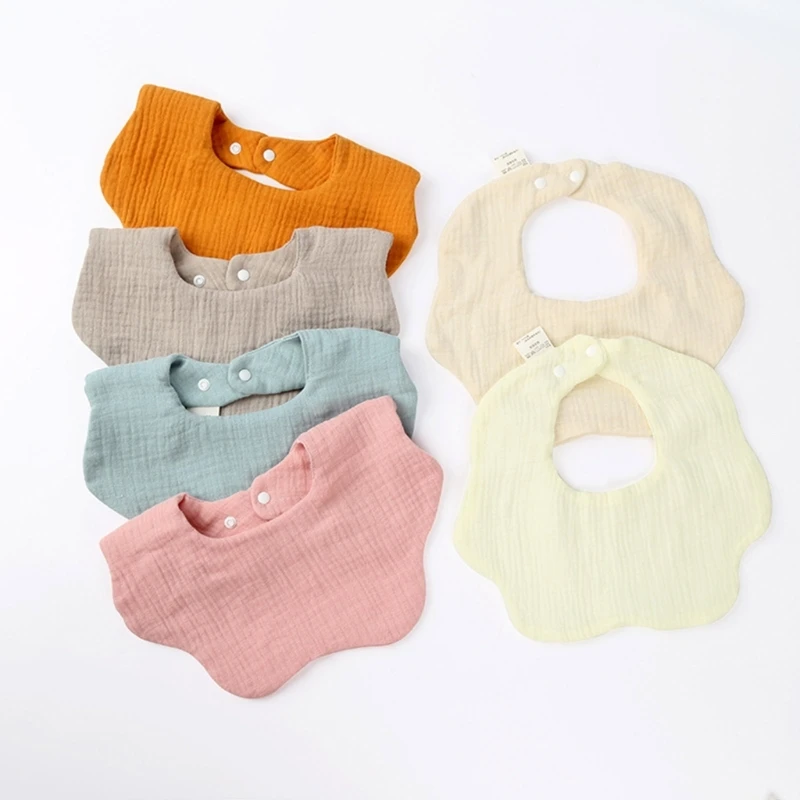 

Solid Color Cotton Gauze Baby Bib Kids Feeding Saliva Towel 360 Degree Rotation Petal Shape Newborn Burp Cloths Bandana Scarf