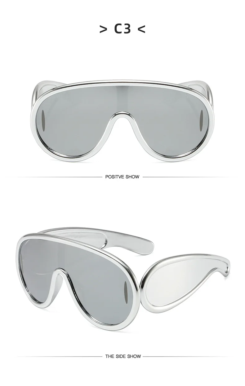 Y2K Sport Punk Sonnenbrille Frauen Männer Einteilige Sonnenbrille für Damen Luxus Marke Übergroßen Steampunk Brillen Goggle UV400 – Detail 10