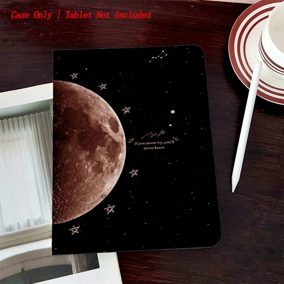 

2025 Elegant Earth Brown Moon&Starry Night Design iPad Case For Apple iPad Pro 12.9 Air 3 Mini 5 9th Gen Slim Anti-Scratch Cover