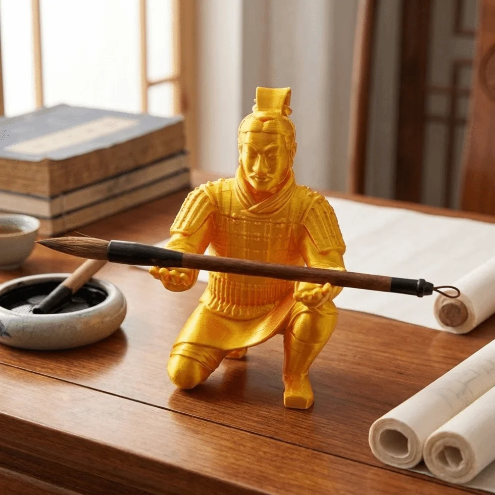 Plastic 3D Printing Pen Holder Funny Stable Stationery Stand Non-Slip Base Kneeling Pose Simulation Character Model Stationery