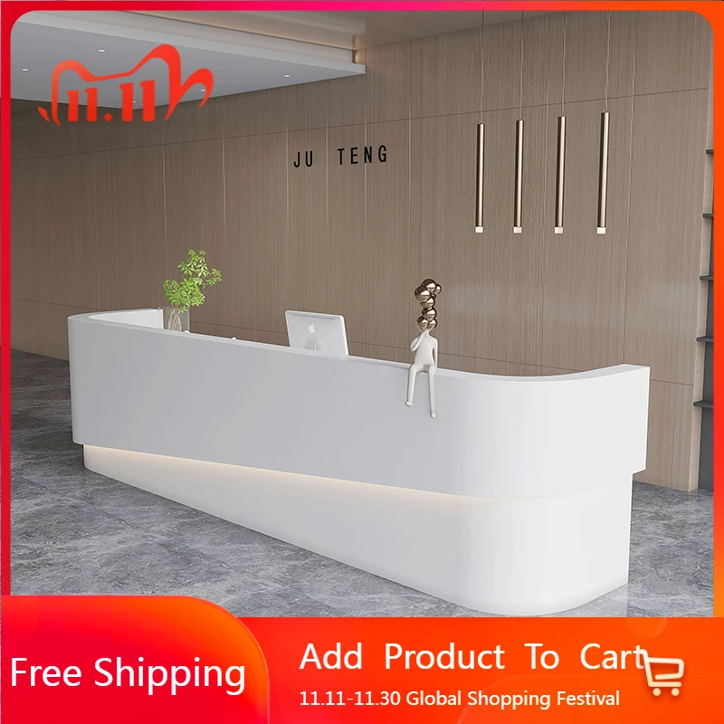 

Aesthetic Company Reception Desks Bar Shelves Modern Beauty Salon Desks Display Corner European Mostrador Commercial Furniture