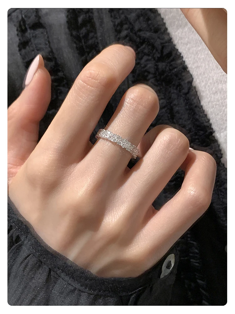 Ultra-Glänzende Luxus-Ringe mit Mikro-Zirkonia-Besatz, Offen Verstellbar, Silberfarben, für Damen, Eleganter Schmuck, Vielseitiges Finger-Accessoire – Detail 14