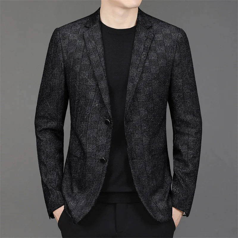 

New Spring Autumn Casual Men's Busin Suit Anti-crease Commute Top High-End Small Western Sle Jaet Special Wide Fit