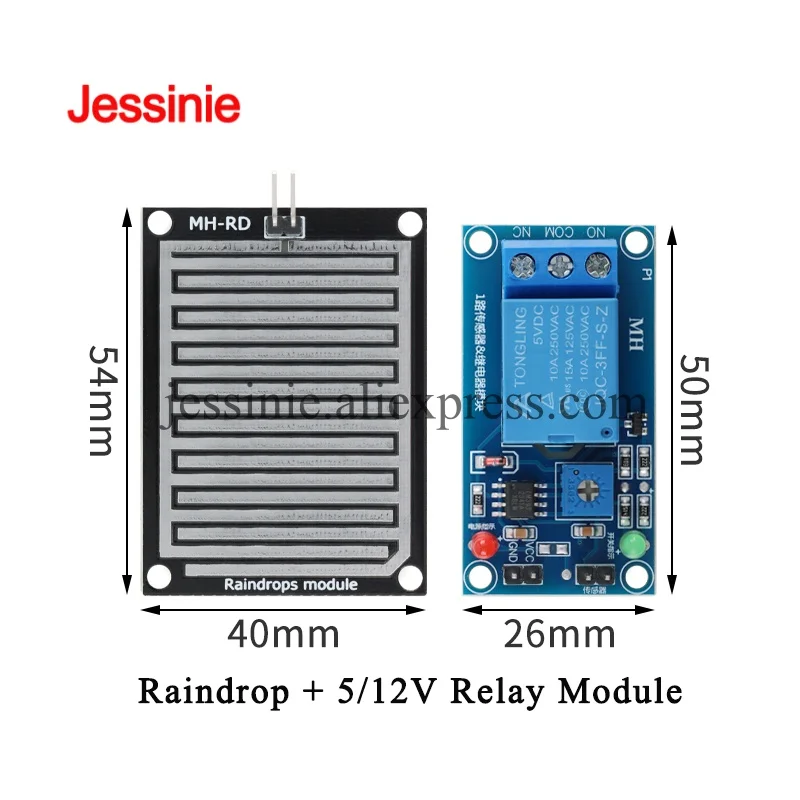 Raindrop 12V/5V Relay Module Rainwater Sensing Control Switch Humidity Raindrop Sensor With Adjustable Sensitivity for Arduino