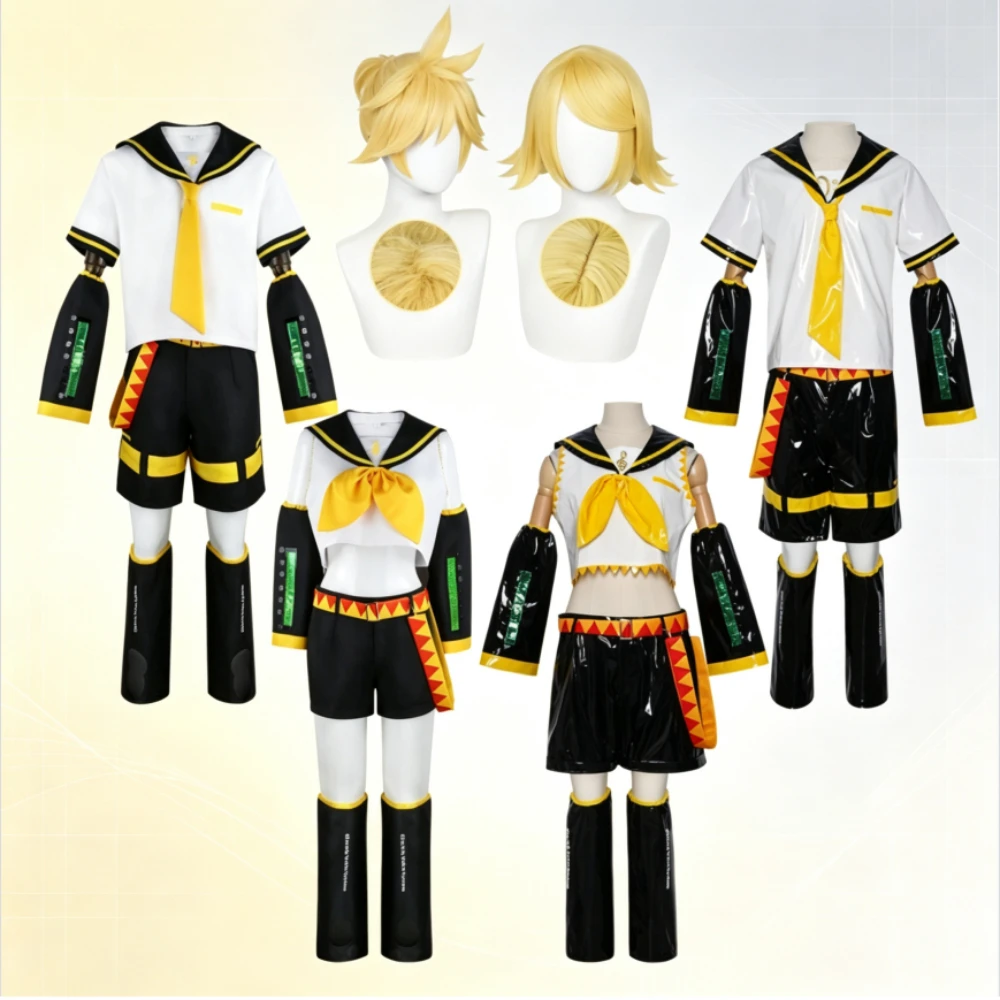 バーチャルボーカロイドツインキャラクターズコスプレコスチューム-セーラーユニフォーム-フルセット-男女兼用-コミコン用ステージパフォーマンス衣装
