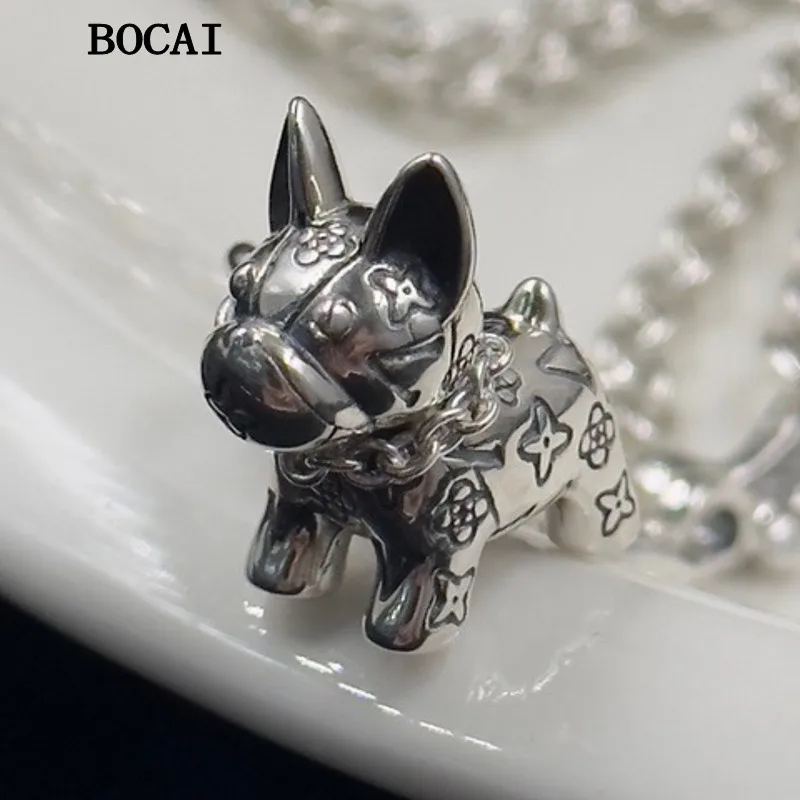 

BOCAI New S925 Sterling Silver Bulldog Pendant Vintage Fashion Versatile Couple Gift