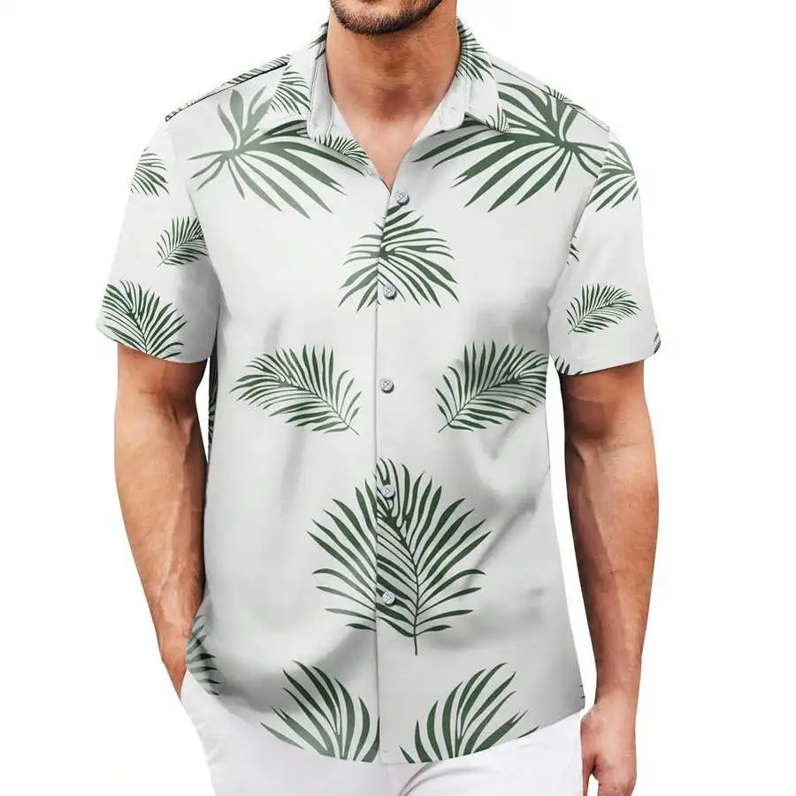 

Mens Hawaiian Shirt Tropical Print Relaxed Fit Lightweight Quick Dry Casual Shirt