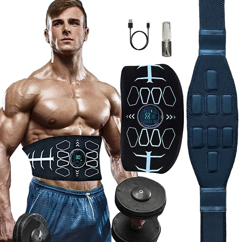 Bauchmuskel-Trainingsgürtel EMS Muskelstimulator Bauchtrainer Wiederaufladbarer Körpermassagegerät Gewichtsreduktion Fitnessgerät Unisex